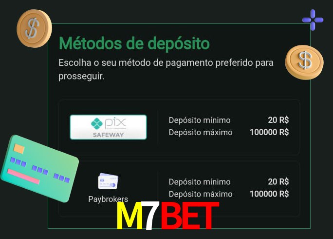 O cassino M7Bet oferece uma grande variedade de métodos de pagamento